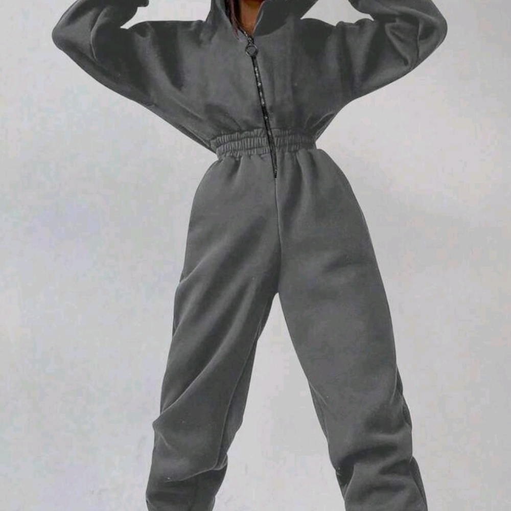 Gray Women's Hooded Jumpsuit